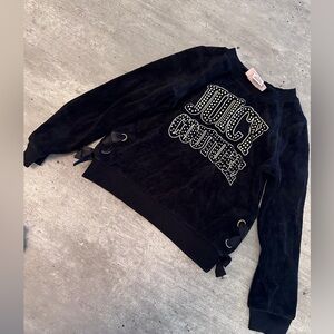 Juicy Couture Girls Velour Black Top with Gold Accents Size 4